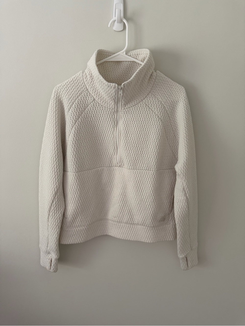 L.L. Bean Ivory Half-Zip Textured Turtleneck Sweater